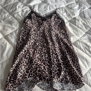 Victoria secret Leopard pink Print Slip Dress with Lace Trim size S